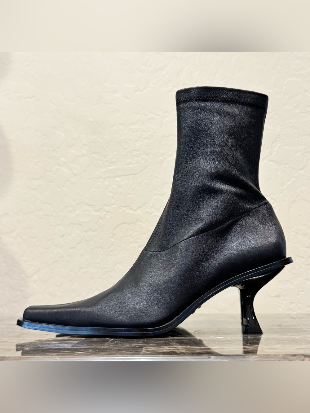 NEW RAYE Thea Black Leather Sock Boots